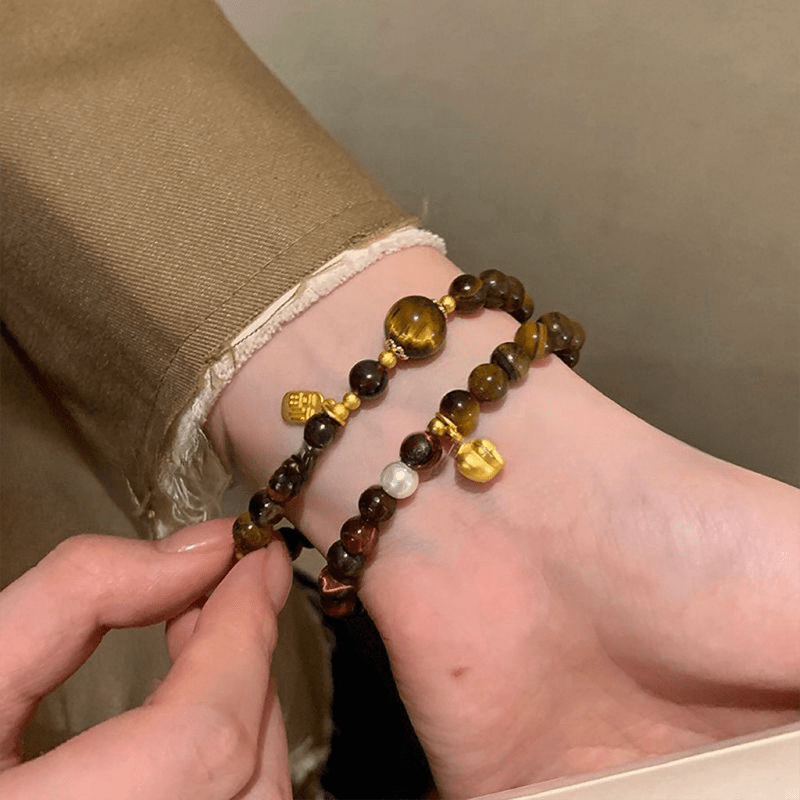 Natural Tiger's Eye Bracelet with Lucky Pendant - Buddha Nature