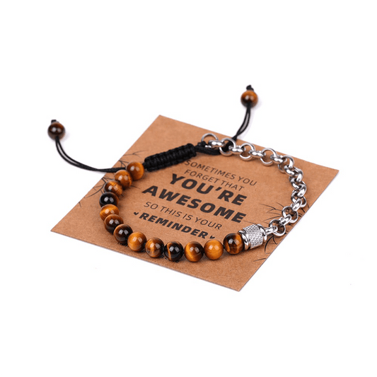 Stainless Steel Chain & Tiger's Eye Bracelet - Buddha Nature